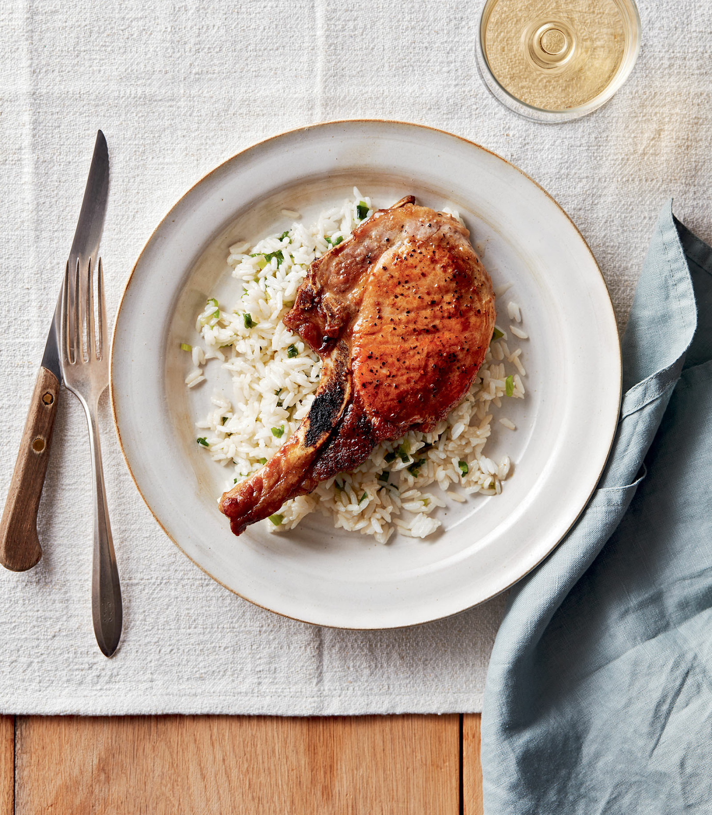 Pork Chops with Scallion Rice fast & easy recipe for your instant pot