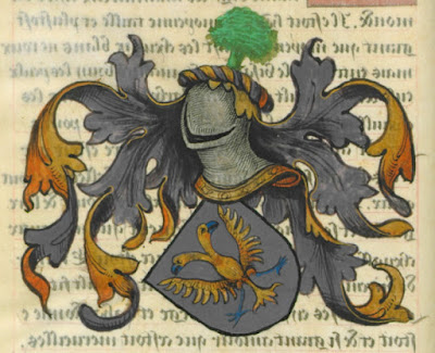 manuscrit Français Ms-4976 : Armorial De la Table ronde (extrait). Date d'édition : 1490-1500. Bibliothèque de l'Arsenal Paris