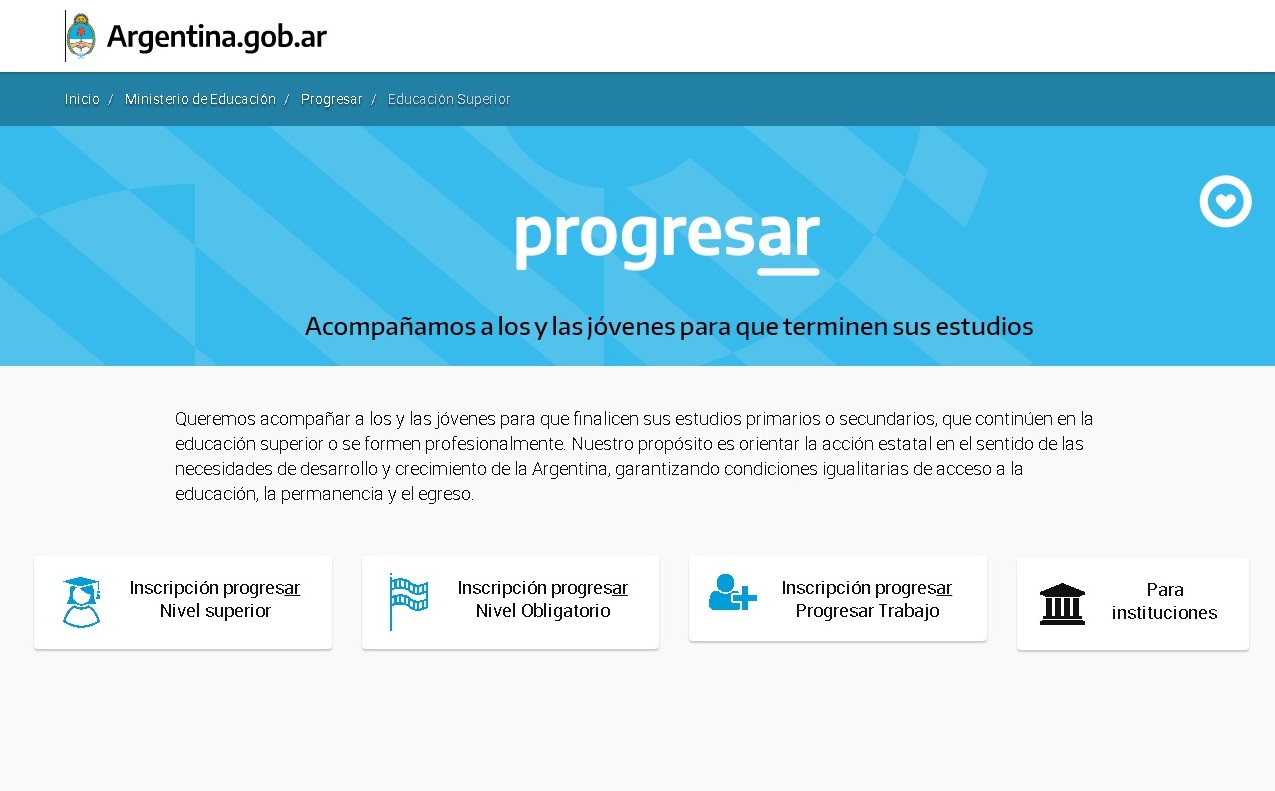 Becas Progresar Educación Superior Inscripción para alumnos