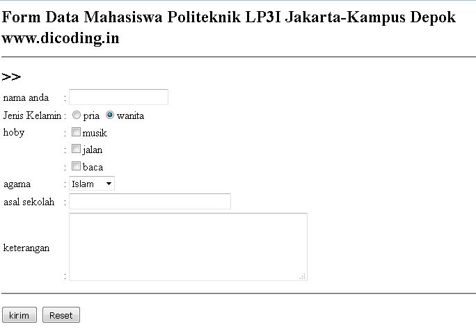 Studi Kasus [HTML] Membuat Formulir