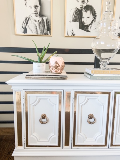 records and books used on entry table for decor