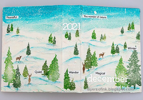 Layers of ink - December Daily Journal Tutorial by Anna-Karin Evaldsson. With Simon Says Stamp Forest Scenery stamp set.