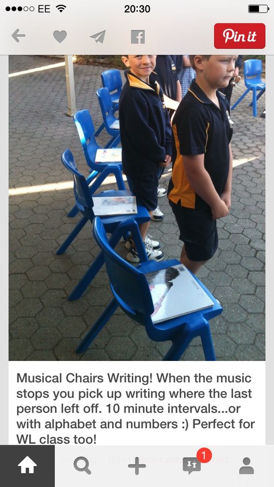 Kindergarten and Mooneyisms: Musical Chairs Writing