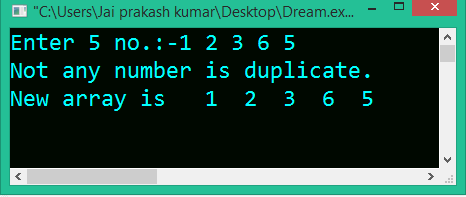 Program in C to Find duplicate number in given array and delete.