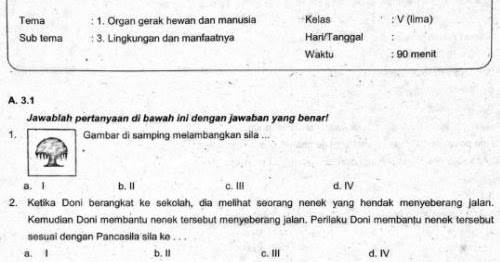 Soal Uts Kurikulum 2013 Kelas 5 Tema 1 Subtema 3 Sekolahdasar Net