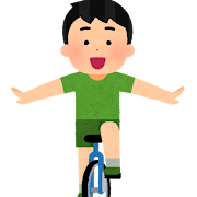一輪車に乗る子供のイラスト（男の子）