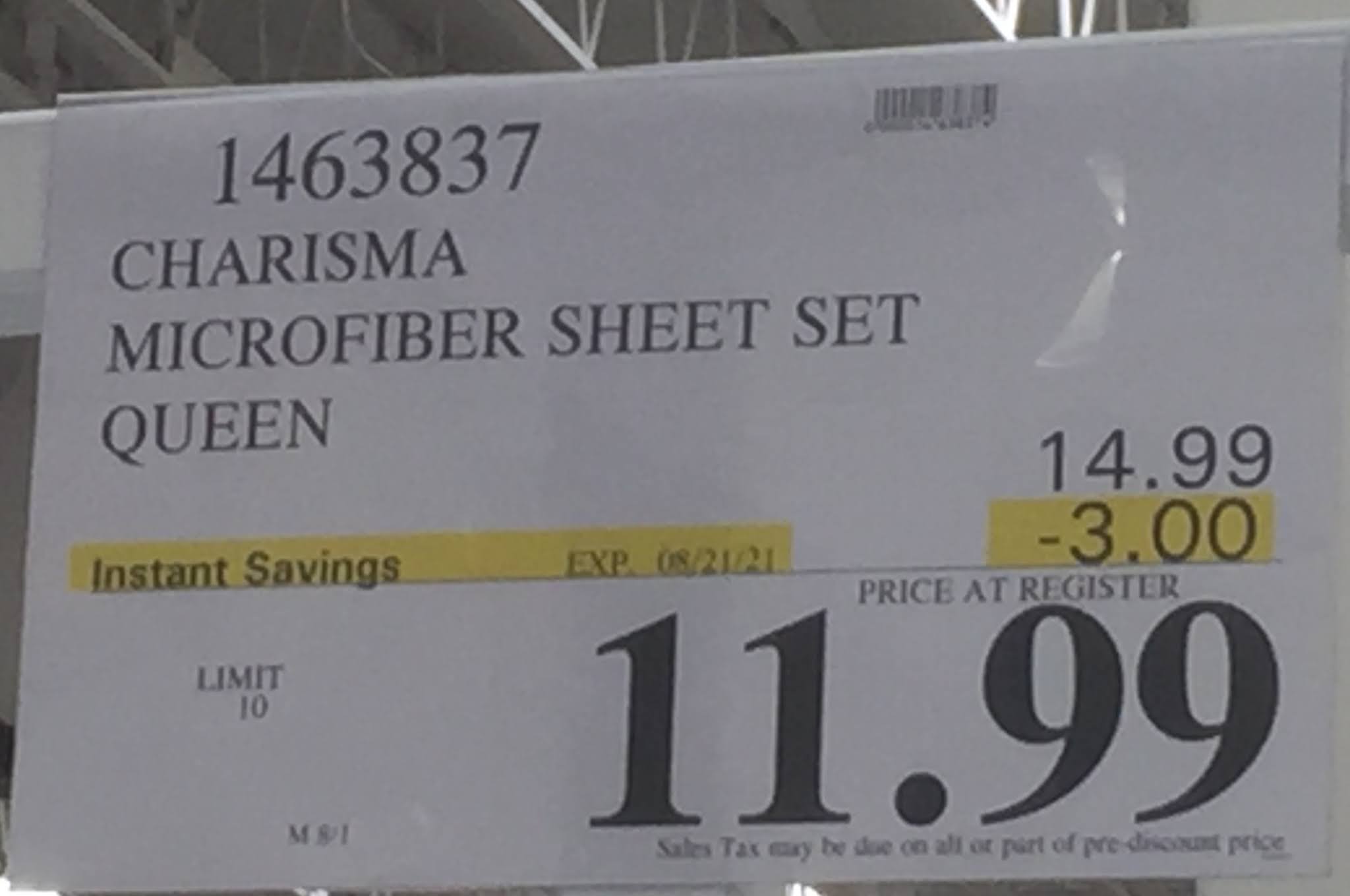 Charisma 6piece Microfiber Sheet Set (queen) Costco Weekender