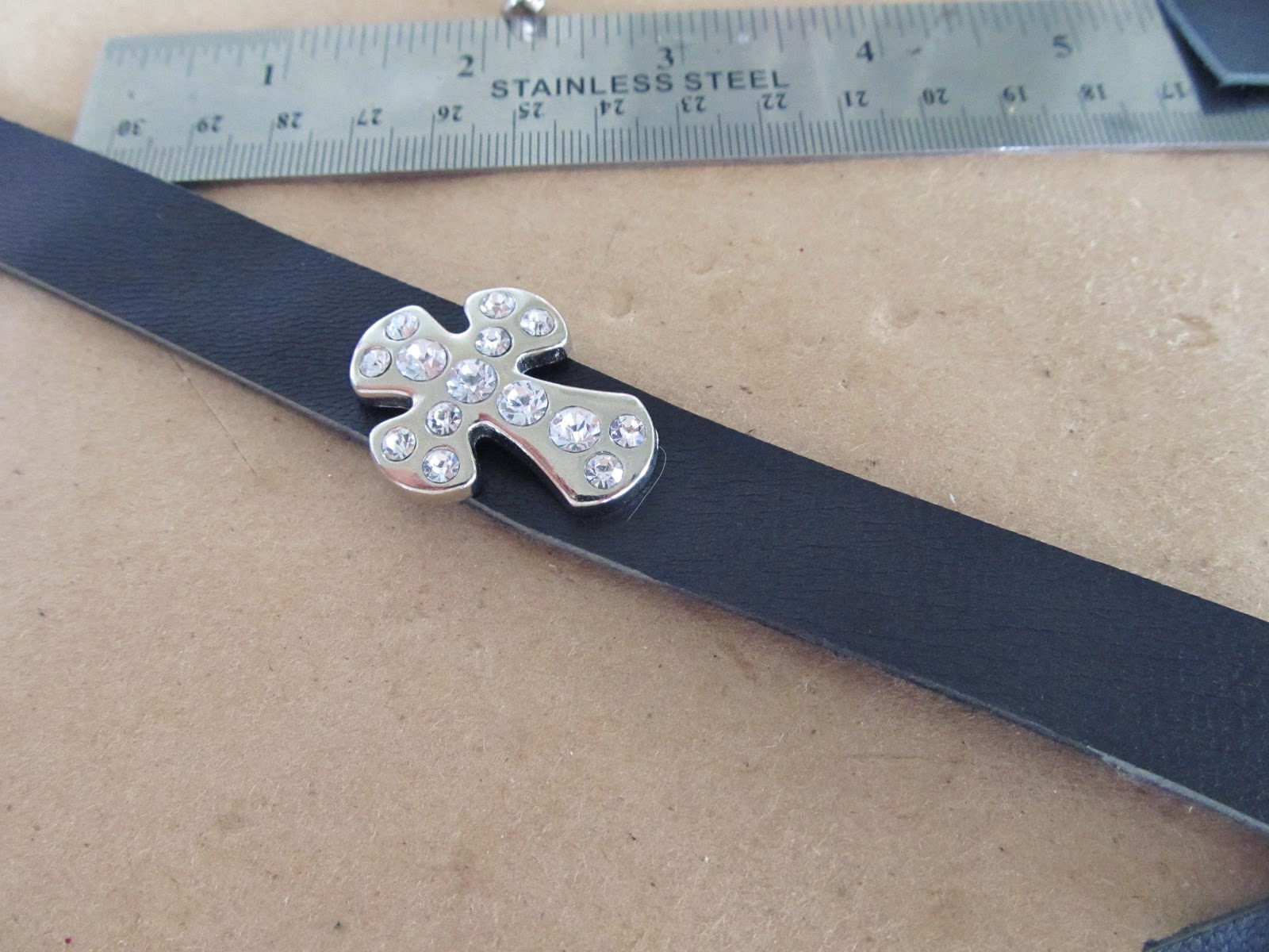 WobiSobi Rhinestone Cross Leather Bracelet, DIY