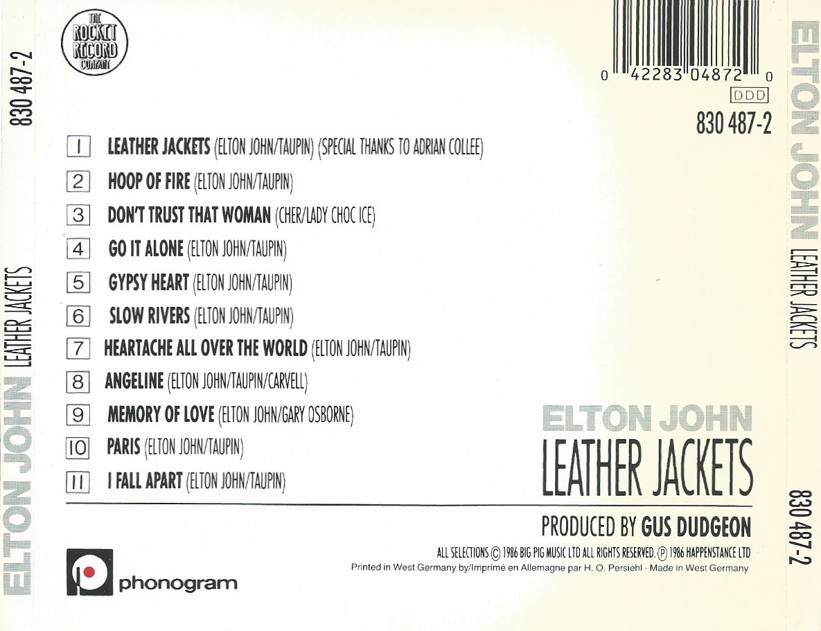 The First Pressing CD Collection: Elton John - Leather Jackets