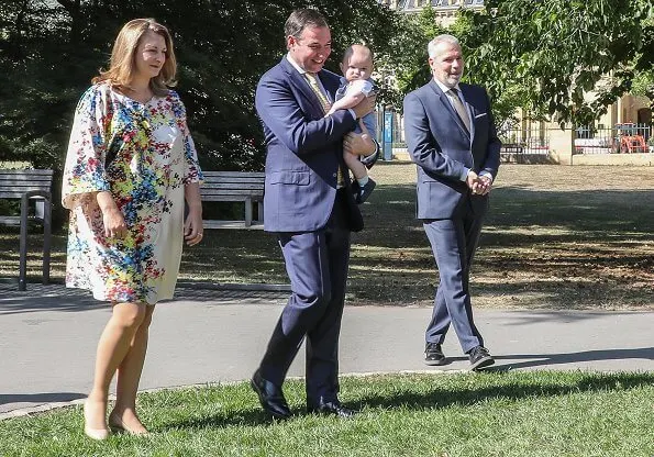 Princess Stephanie wore a new multicoloured floral shift dress from Paule Ka