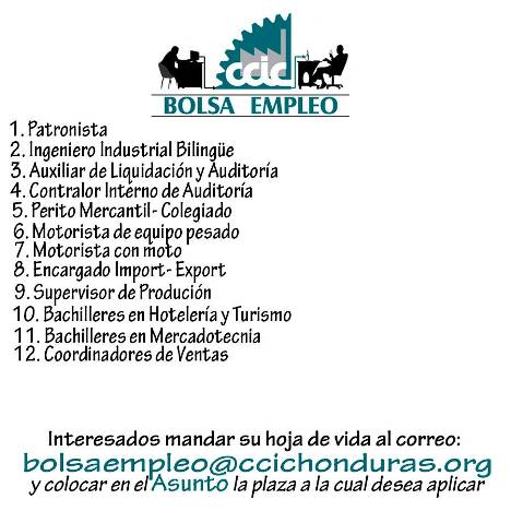 Bolsa de Empleo CCIC - 10-sept-2013 Â« Empleos en Honduras