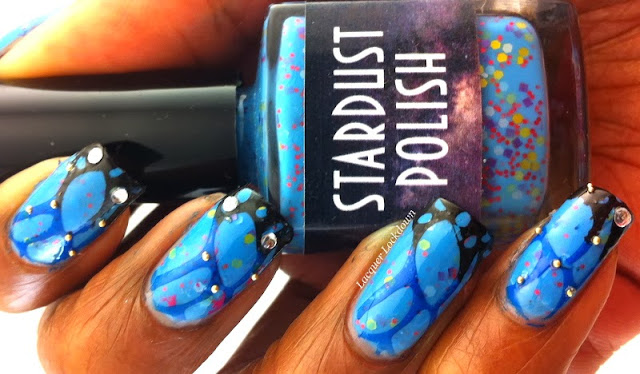 Lacquer Lockdown - Stardust Polish Supernova, indie polish, bundle monster create your own, bundle monster, konad, nail art, butterfly nail art, butterflies, stamping, cute nail art, easy nail art, pretty nail art, winter nail art, holiday nail art, matte glitter, glitter nail polish