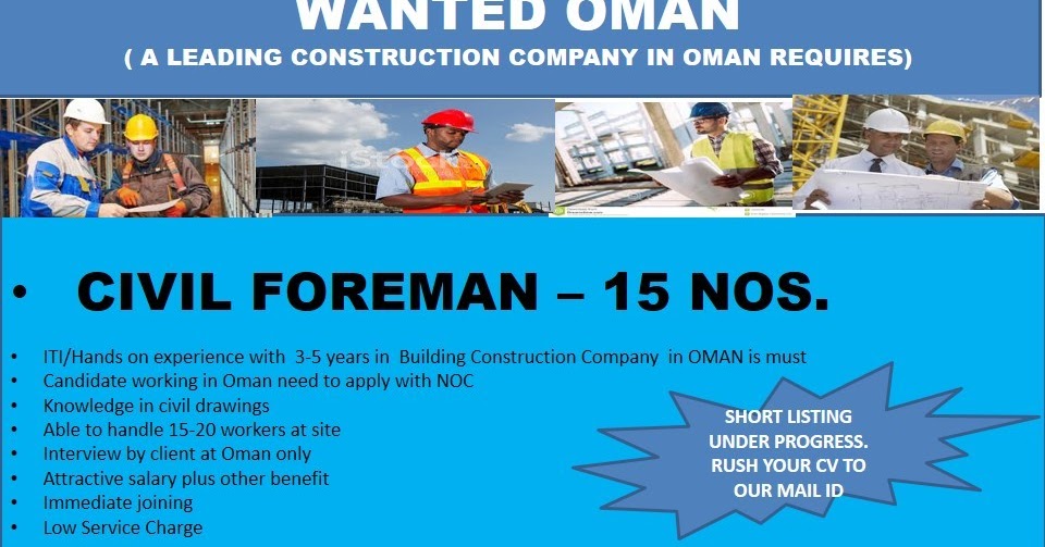 A LEADING CONSTRUCTION COMPANY IN OMAN REQUIRES Gulf Jobs Adda Find