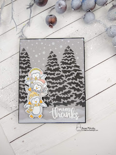 Many Thanks a card by Diane Morales | Penguin Pile Stamp Set by Newton's Nook Designs