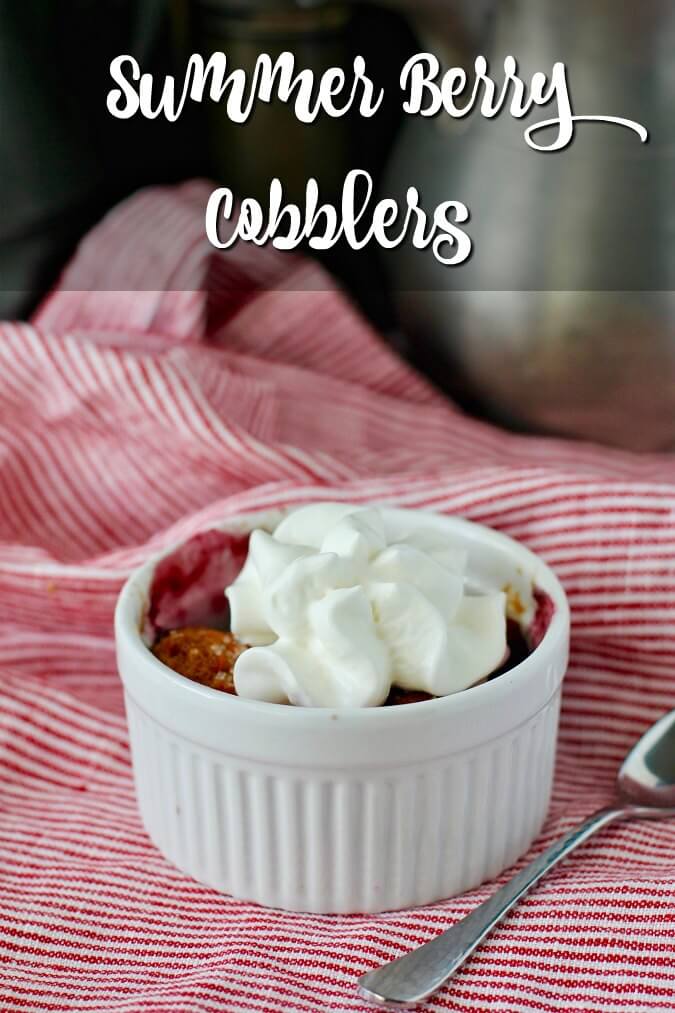 Summer Berry Cobblers with raspberries, blueberries, and blackberries