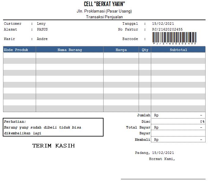 Contoh Invoice Penjualan Barang