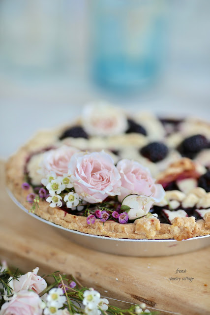 Braided floral topped pie