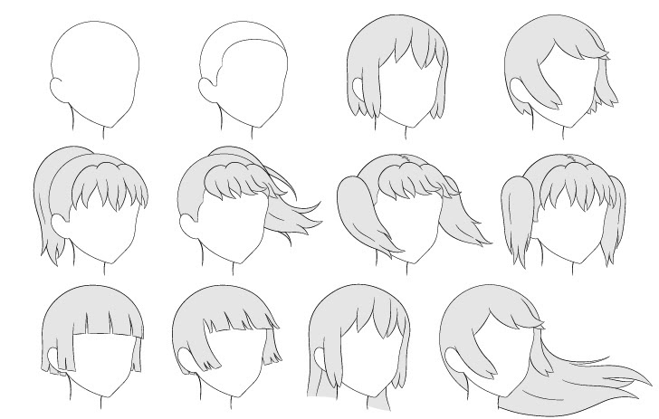 Cara Menggambar Rambut Anime Cewe Dalam Tampilan 3 4 Anidraw