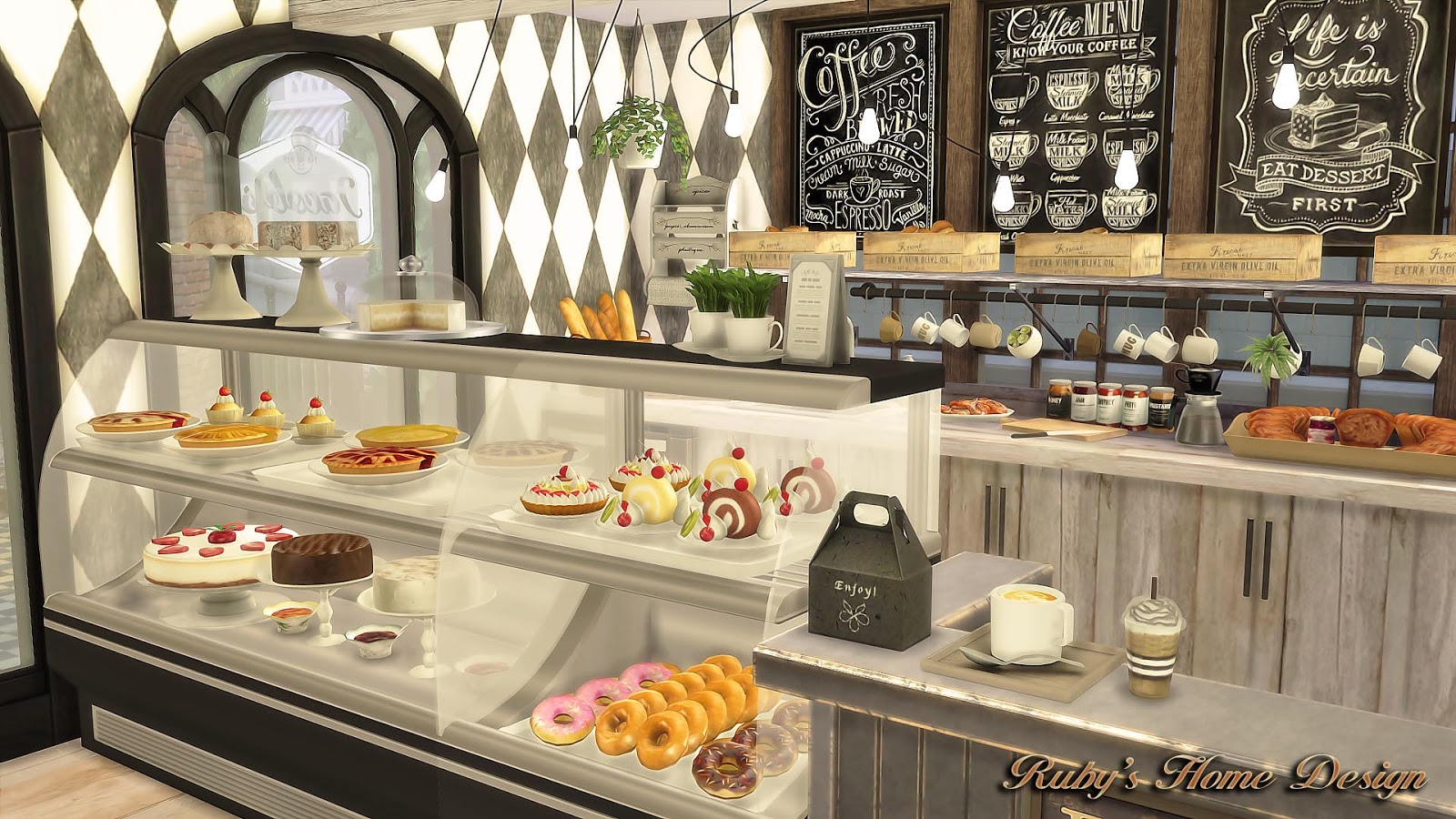 Sims 4 Jacob's Bakery & Pizzeria 麵包店與比薩屋 [ Ruby Red Sims ]