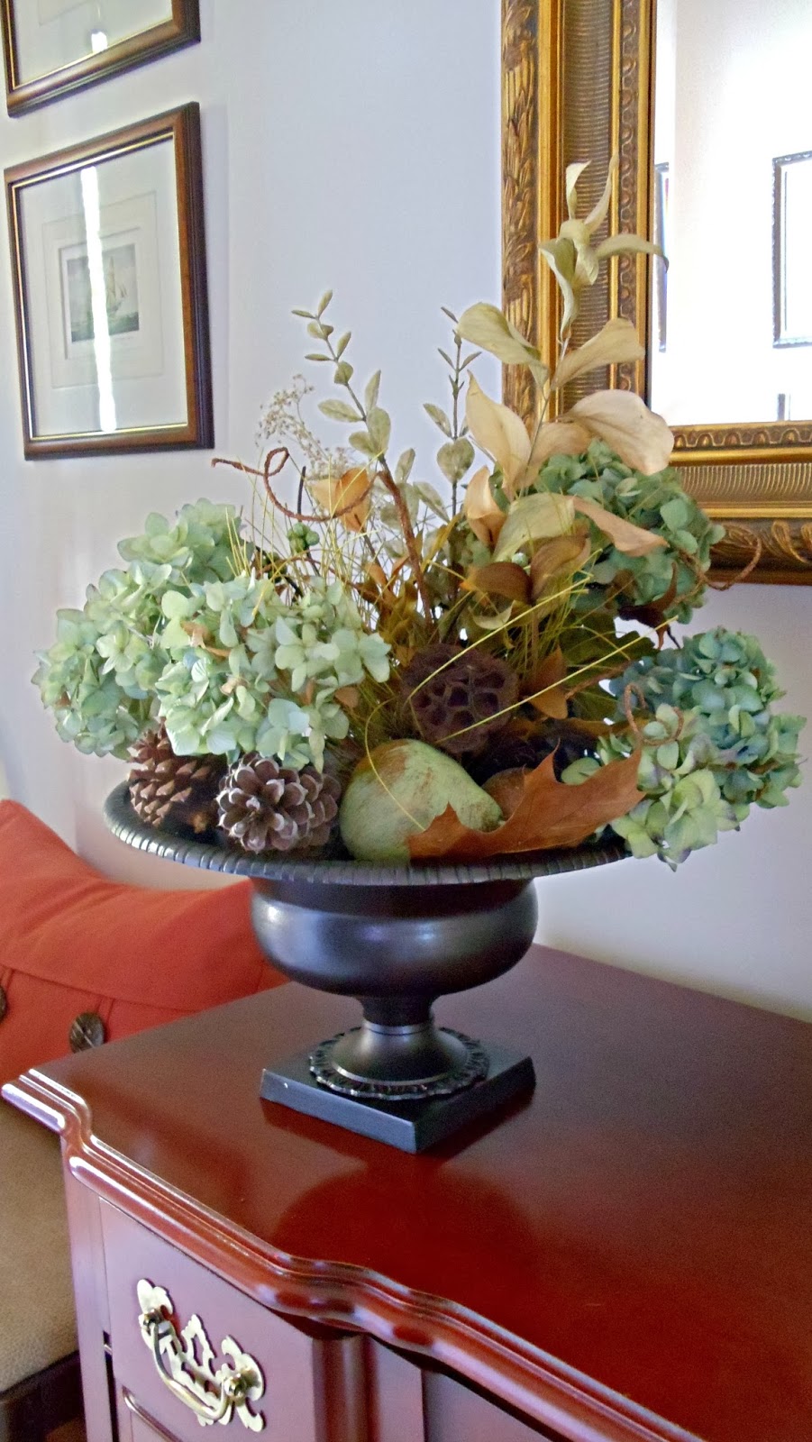 Upstairs Downstairs: Another Urn, Pinecone and Doormat