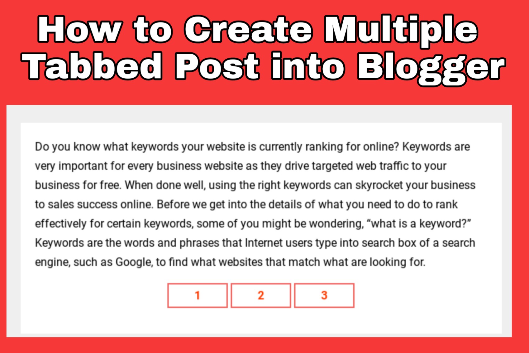 How to Create Multiple Tabbed Post into Blogger