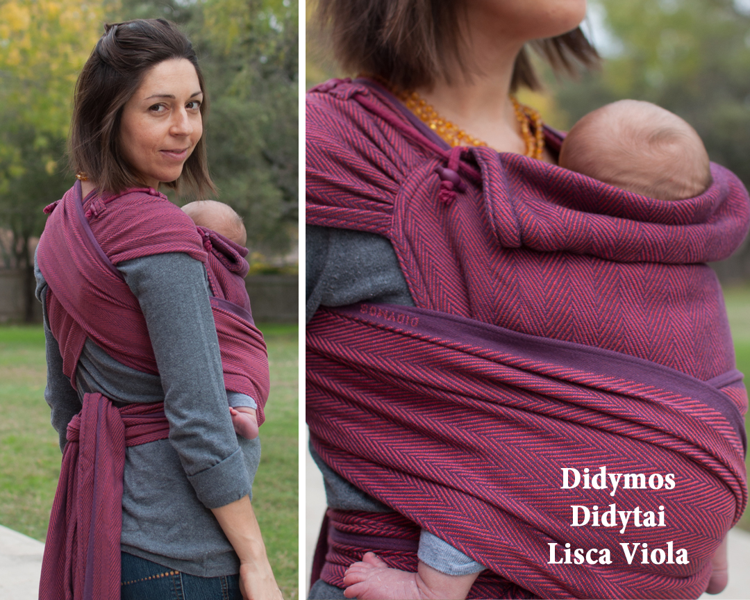 Didymos DidyTai Lisca Viola with newborn 3 weeks 10 lb 22 inches. It is ...
