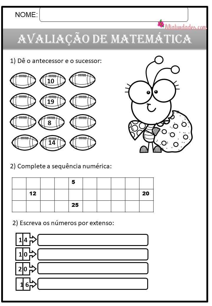 AVALIAÇÃO DE MATEMÁTICA- 1º ANO