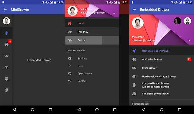 Android Material Drawer Dark Color by Milk Penz