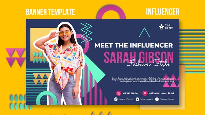 Influencer Banner Template With Photo