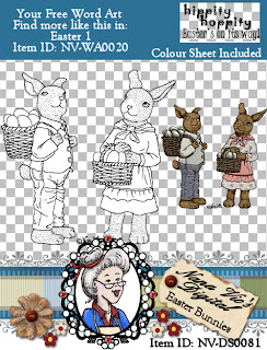 Easter Bunnies digital stamp and colour topper