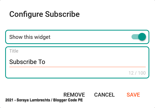 Subscribe gadget control panel