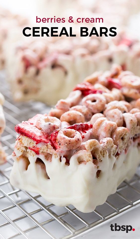 Berries and Cream Cereal Bars Sheila Carneey Easy Recipes