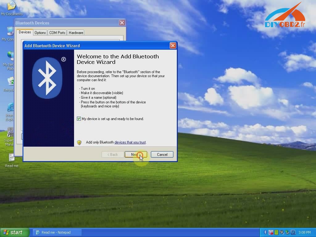 j2534interface Comment installer et utiliser Bluetooth