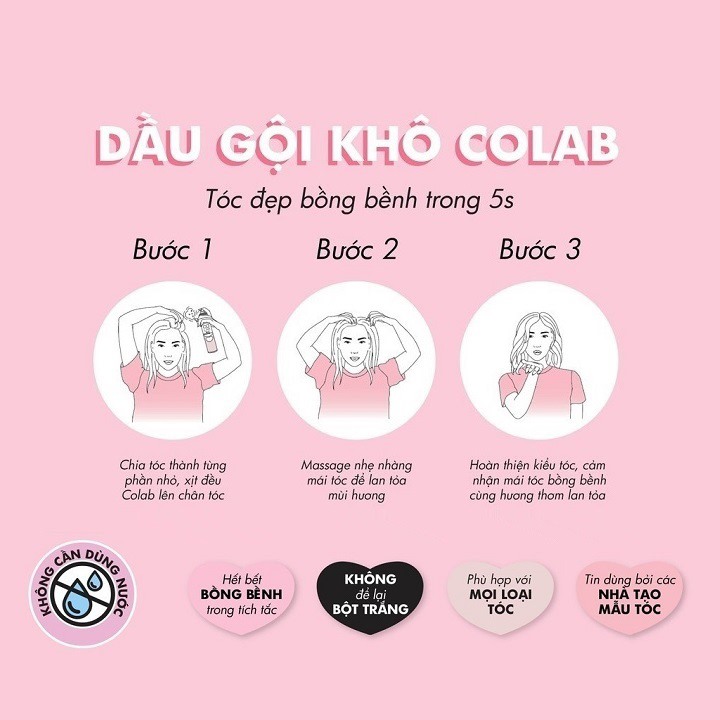 [Chào Bella] Dầu Gội Khô Colab + Làm Phồng Chân Tóc 200ml