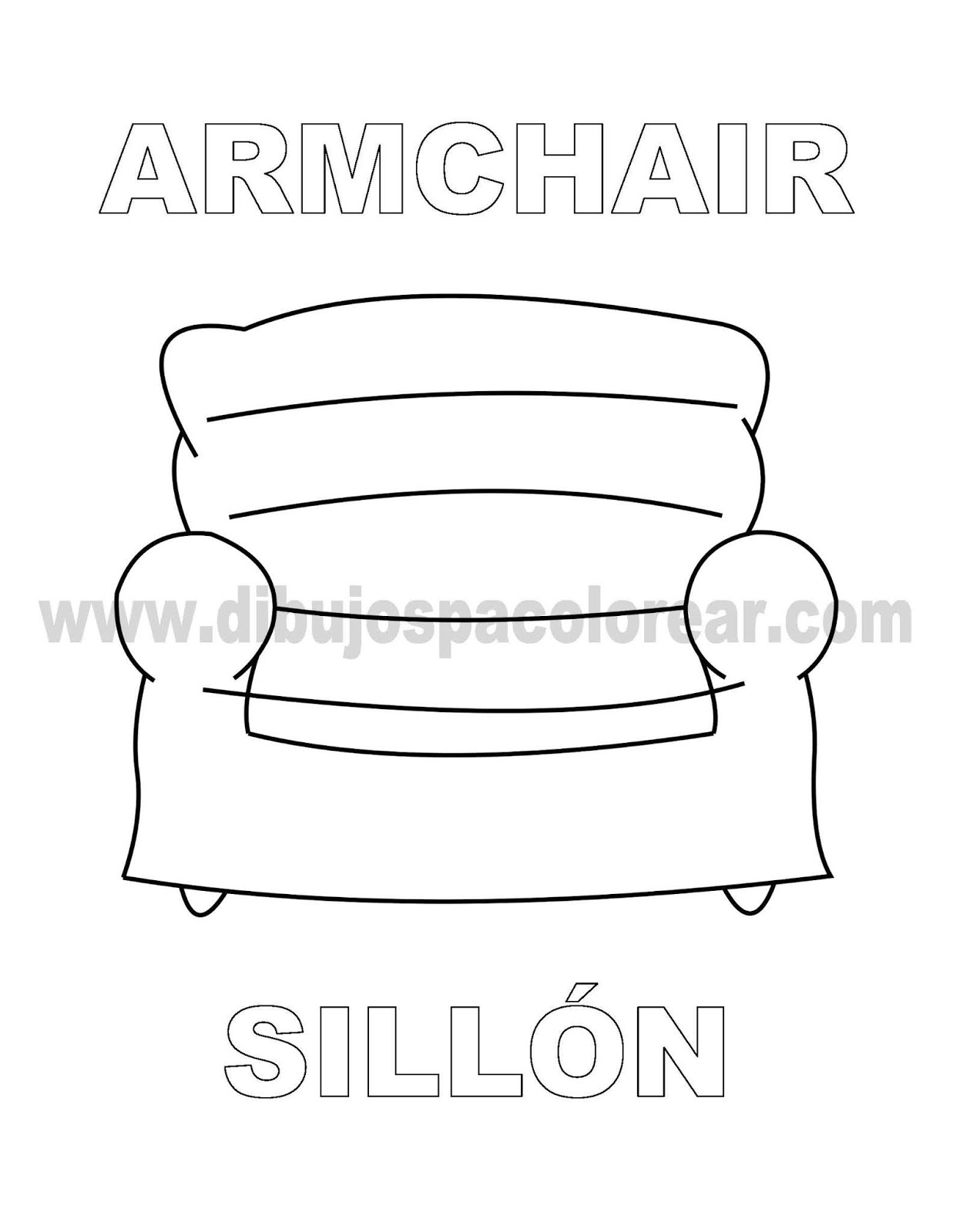 Dibujos Inglés Español con S Sillón Armchair