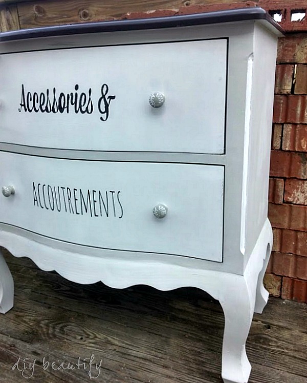 dresser upcycle with labeled