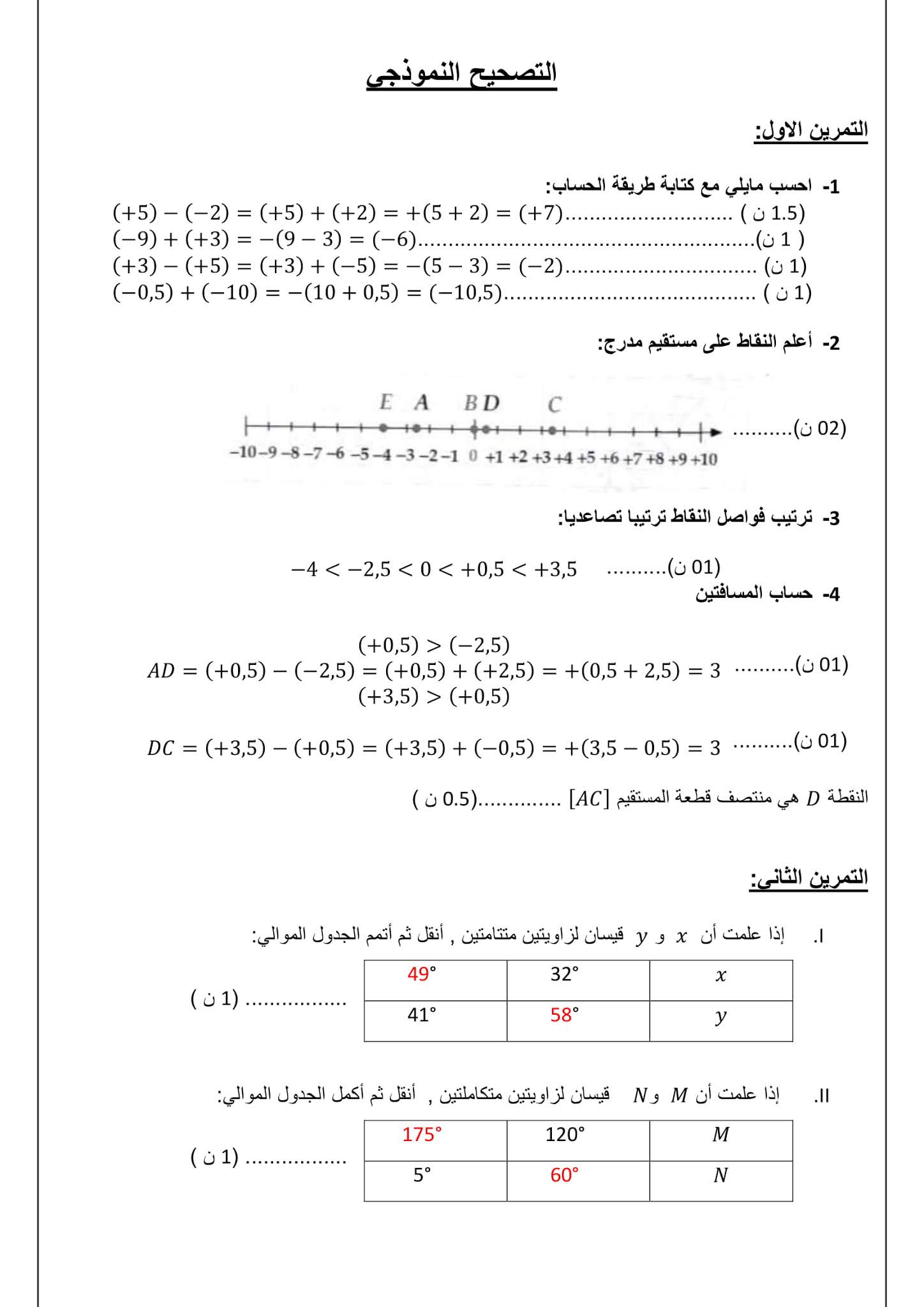 فرض الرياضيات الفصل الثاني للسنة الثانية متوسط - الجيل الثاني نموذج 10