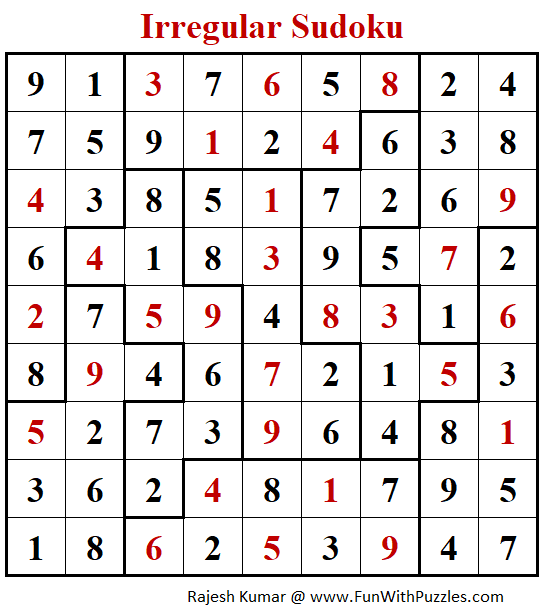 Irregular Sudoku Puzzle (Fun With Sudoku 279)