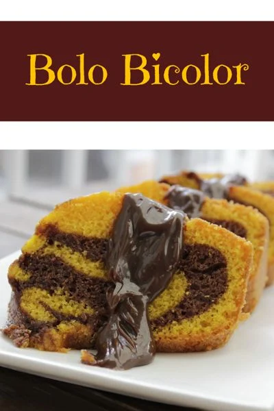 Receita de bolo bicolor de chocolate e branco