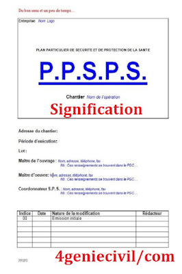 definition ppsps batiment, signification de ppsps