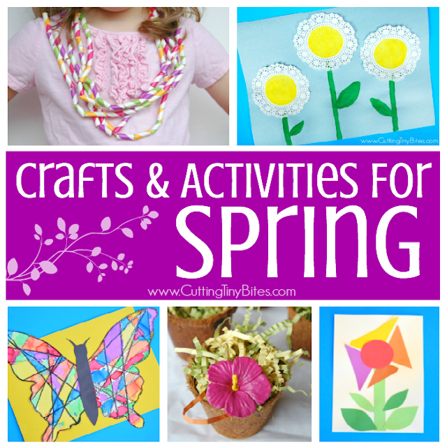 Favorite Spring Crafts And Activities For Kids. Fun collection of fine motor activities, process art, and more- featuring flowers, rainbows, butterflies, bugs, weather, and more!  Crafts and activities for toddlers, preschoolers, kindergarten, and elementary!  Also includes activities for spring holidays- St. Patrick's Day, Easter, and Earth Day.