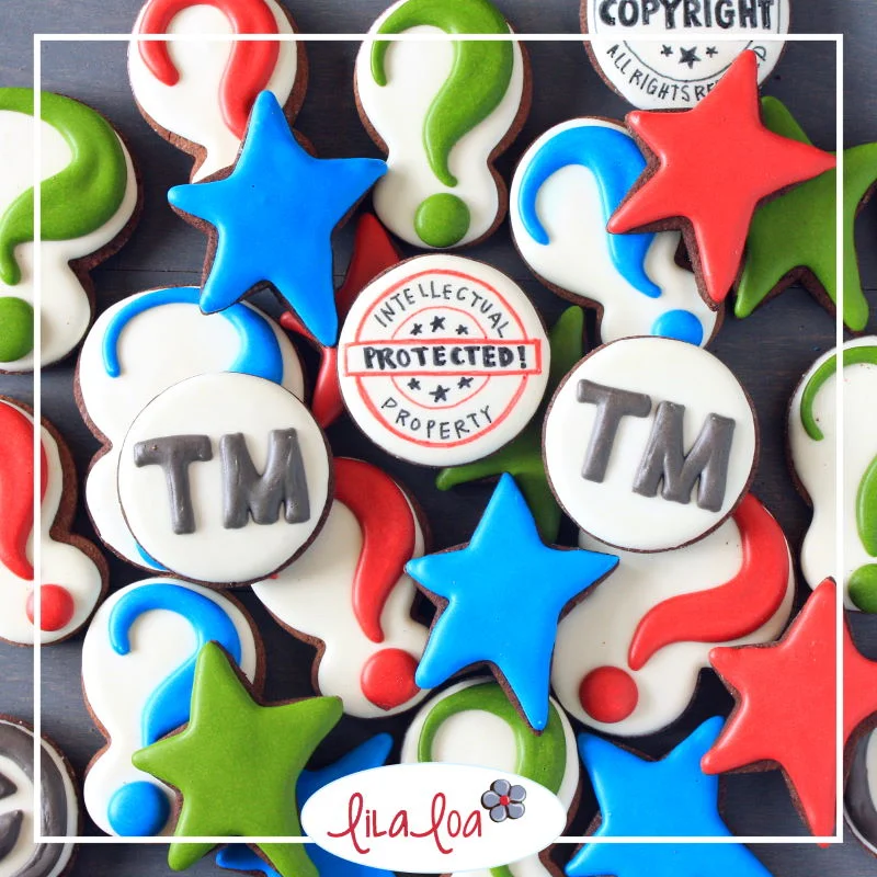 trademark images on decorated chocolate sugar cookies