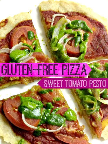 Gluten Free Tomato Pizza with Sweet Pesto / Jillian Does Food
