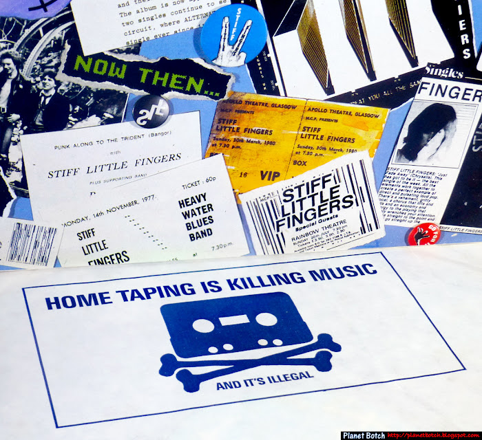 Home Taping is Killing Music print on a 1983 album inner sleeve
