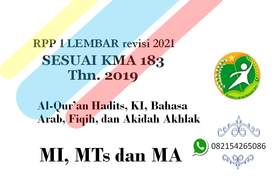 RPP 1 Lembar Sesuai KMA 183 Tahun 2019 MI, Mts dan MA