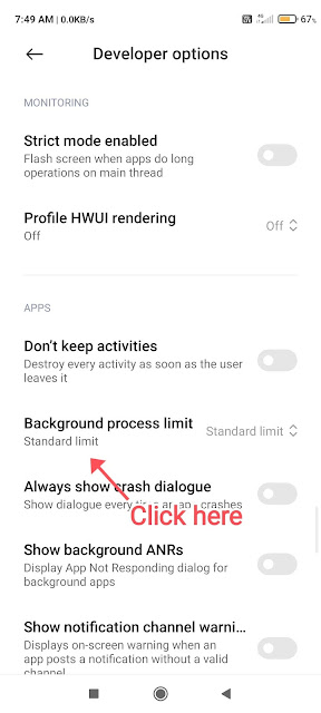 Control background processes in android smartphones