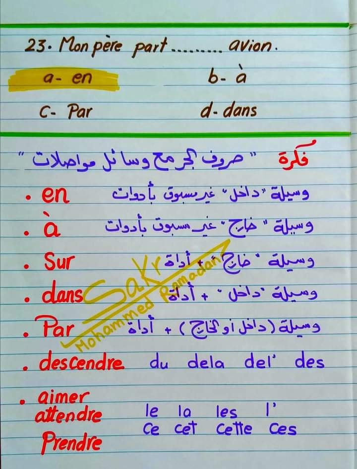 أهم ٣٠ فكرة لقواعد اللغة الفرنسية للصف الثالث الثانوى مسيو/ محمد رمضان 23