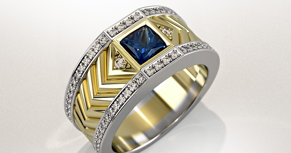 Gold.Art. 3D collection: Men's ring with square gemstone