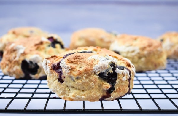 Making Blueberry Lemonade Scones - Step 6 - baked scones cooling on baking rack