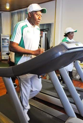 4 Photos: President Jonathan and First Lady at the gym